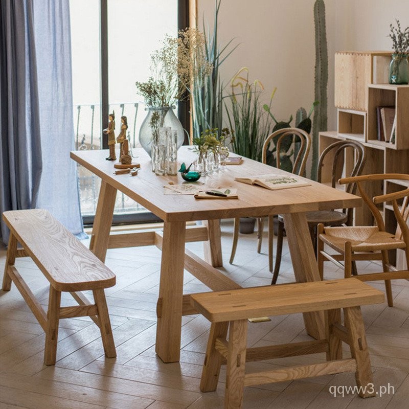 Nordic Solid Wood Dining Tables and Chairs Set Simple Modern Japanese-Style Home Living Room ...