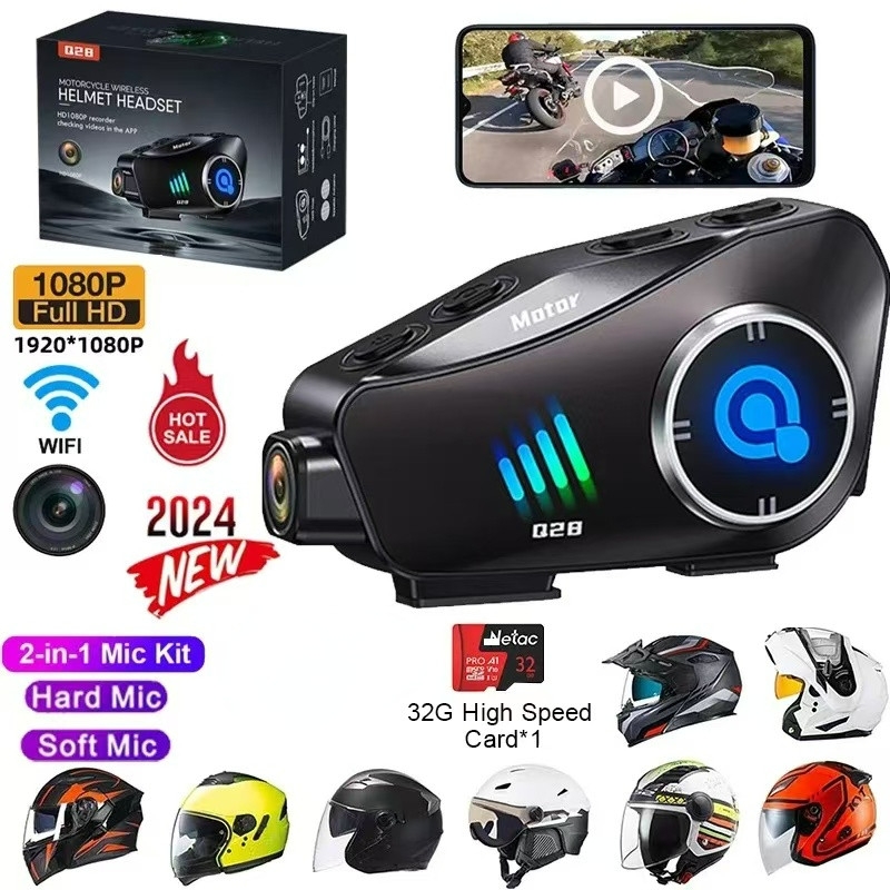 Motorcycle Helmet Headset 1080P Video Dashcam Wifi Camera Recorder DVR ...