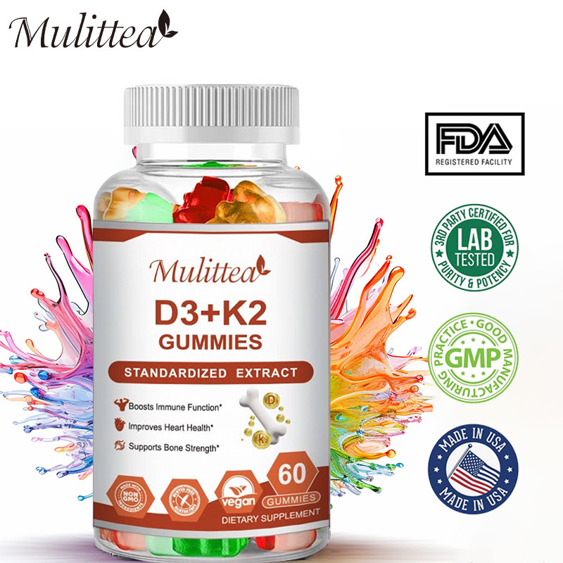 Mulittea Vitamin D3 K2 Gummies for Bone Teeth & Muscle Health Support