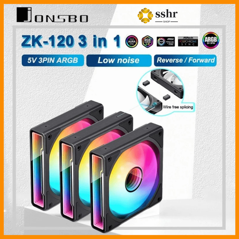 JONSBO ZK120 3in1 Computer Case Fan CPU Cooling Fan 120mm 5V 3PIN ARGB