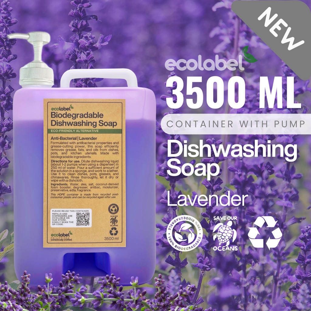 Eco-friendly Dishwashing Liquid Soap Lavender WITH PUMP 100% ...