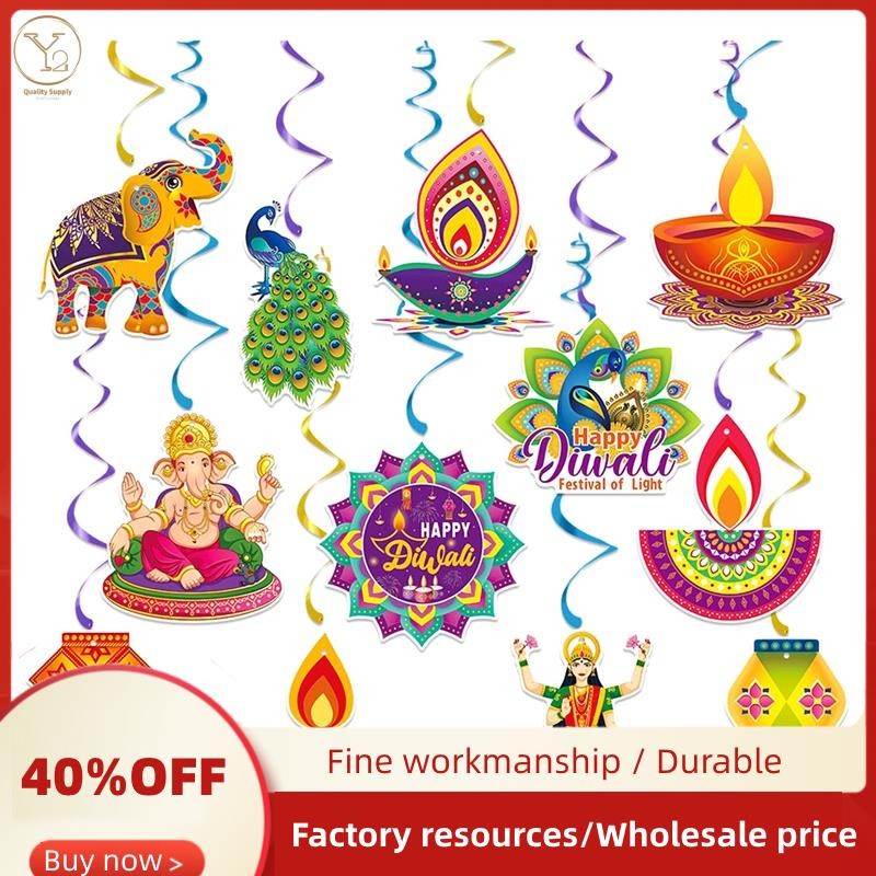 Diwali Festival Hanging Swirl Decorations Yard Party Supplies Paper for