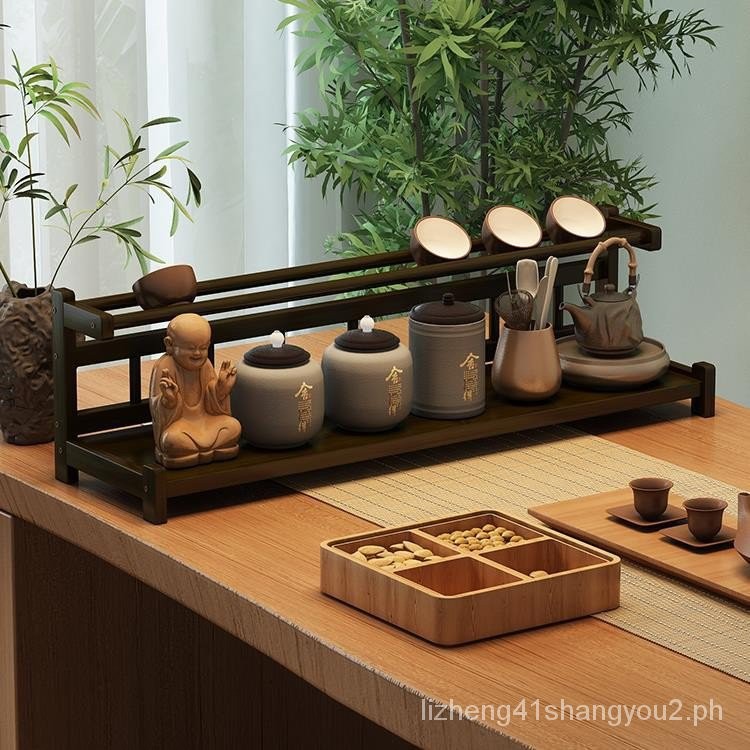 Chinese-Style Desktop Antique Shelf Tea Set Storage Rack Small Non ...