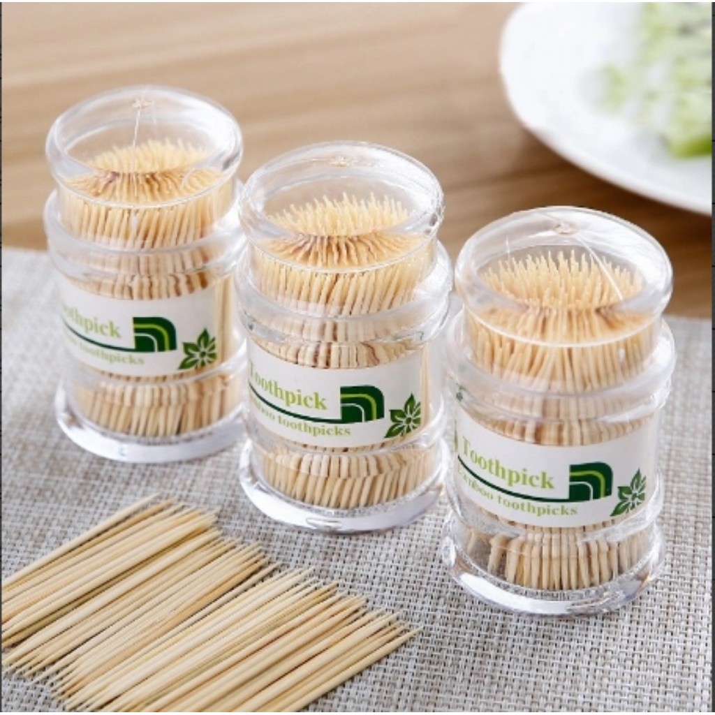 Portable Canned Bamboo Toothpicks Dual Tip Disposable Wooden Toothpick ...