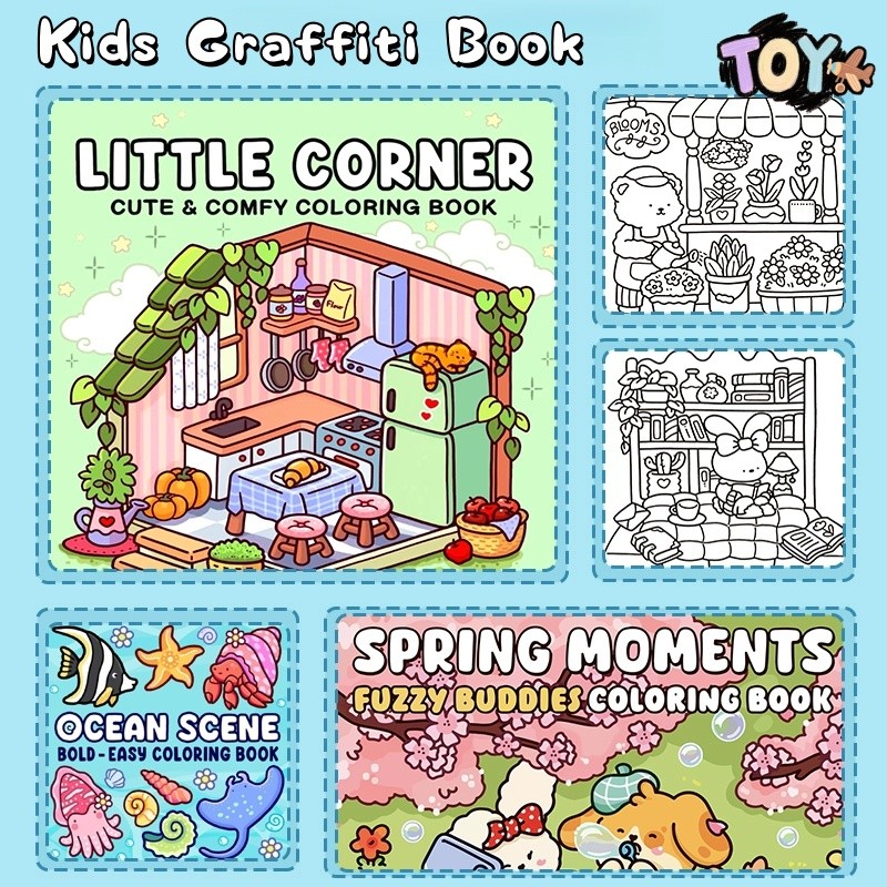 Little Corner Cute Comfy Coloring Book Girl Moments Cozy Space for ...