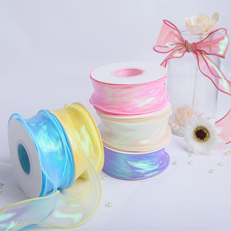 40mm 10Yards Fishtail Organza Ribbon Reflective Iridescent Wavy Edge ...