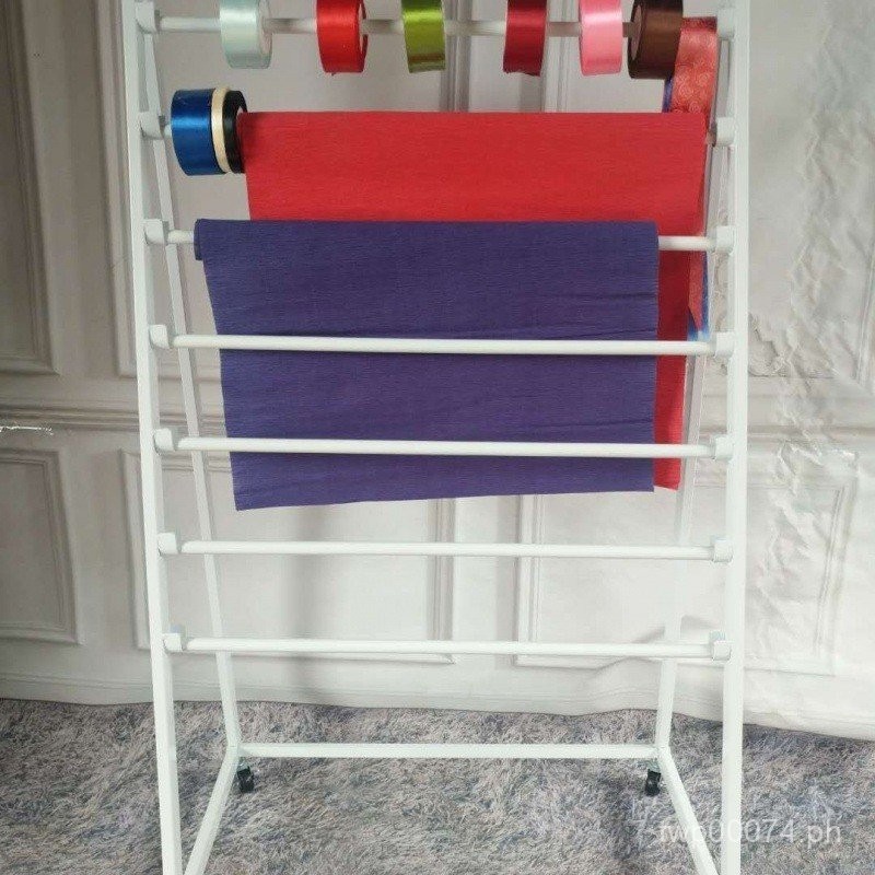 Ribbon Rack with Wheels Mobile Cloth Wrapping Paper Storage Rack Flower ...