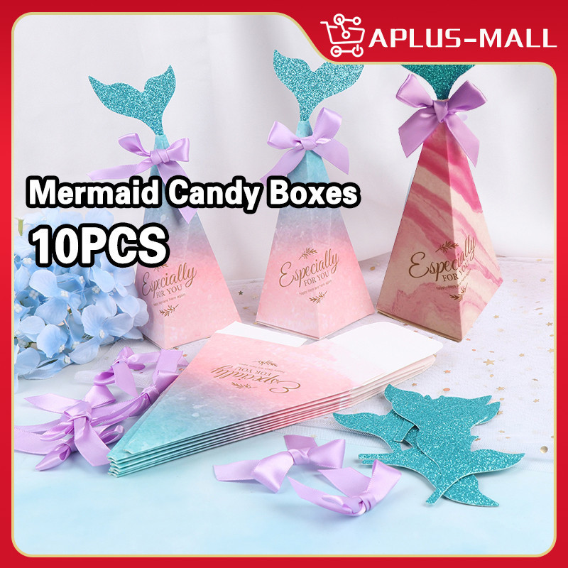 10Pcs Mermaid Candy Boxes Mermaid Tail Chocolate Gift Box Birthday ...