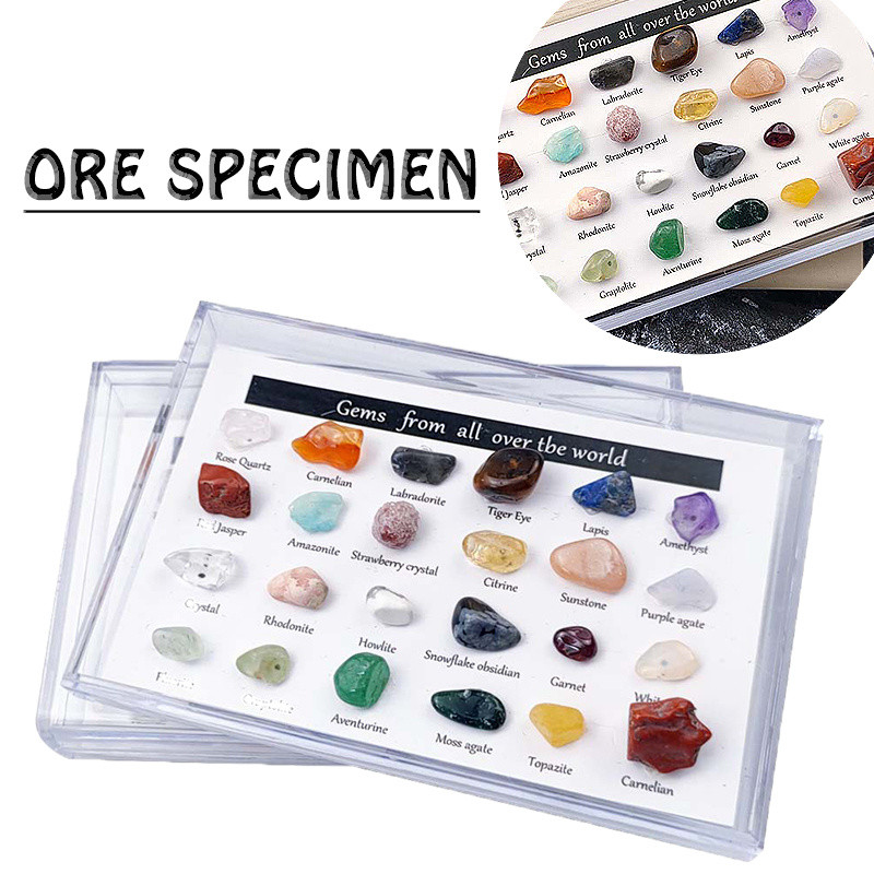 24pcs Multicolor Natural Crystal Agate Stone Ore Samples Rocks Mineral ...