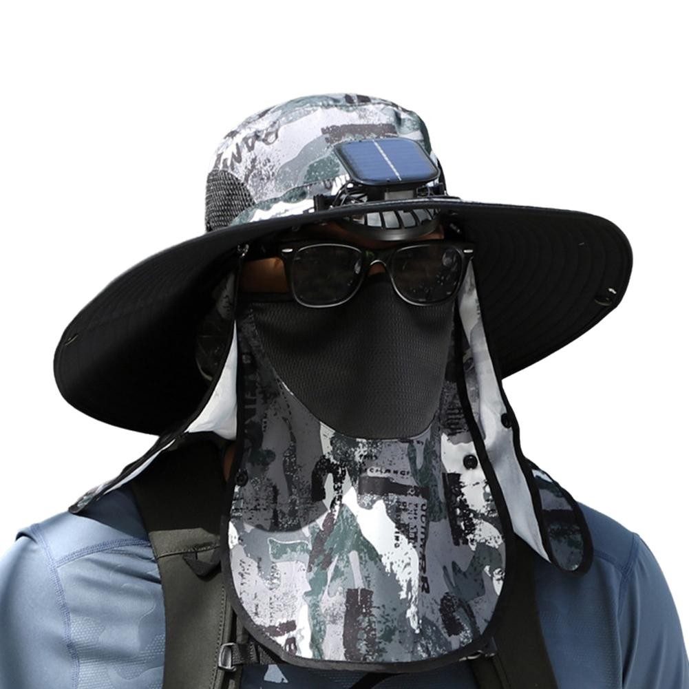 【39 Options】fan Outdoor Fishing Cap Fan Hat Solar Summer Charging Big