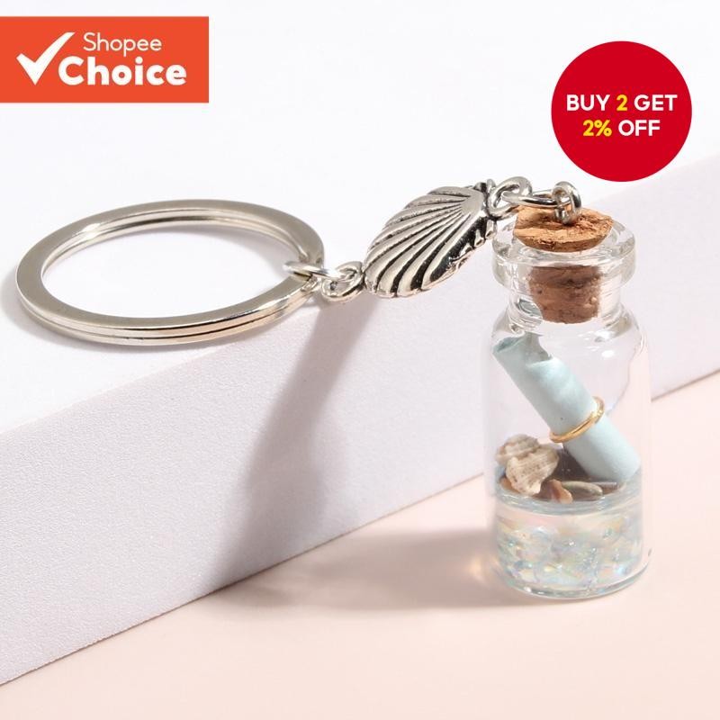 Ocean Keychain Shell Floating Bottle Keyring ing Keychain Friendship ...