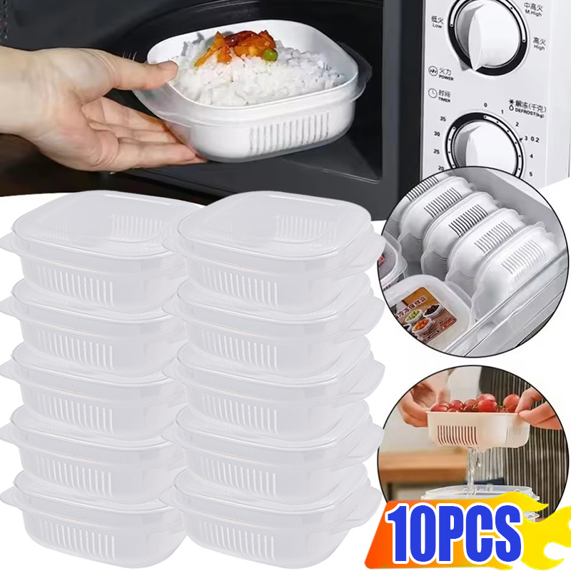 10PCS Rice Sub Packaging Containers - Kitchen Frozen Heatable Bento Box ...