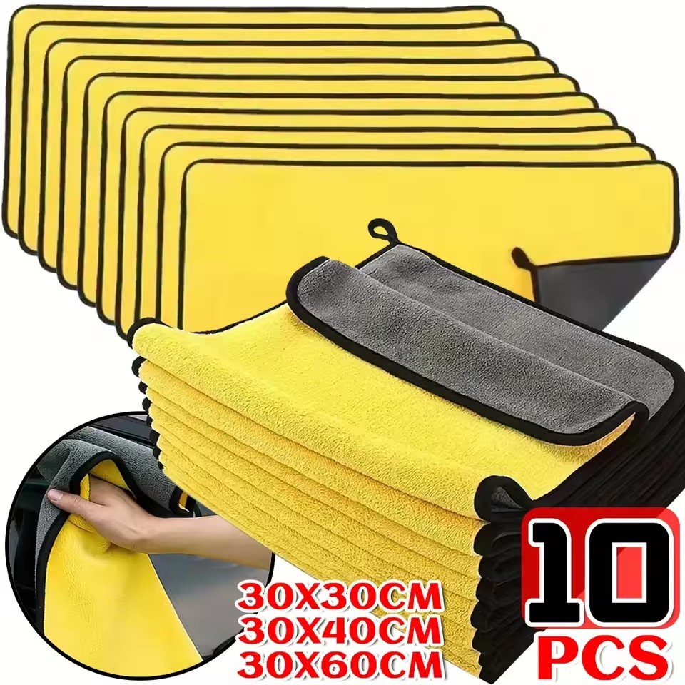 3/5/10 PCS Car Wash Microfiber Towel / Absorbent Car Cleaning Drying ...