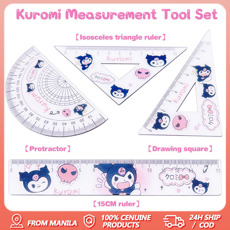 Sanrio 4 Piece Ruler Set Kuromi Cinnamoroll Tripods Student Drawing ...