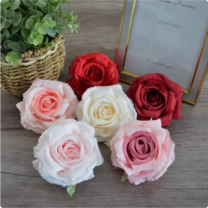 Fabric Rose Head Fake Rose Head Artificial Rose Head Wreath DIY Craft ...