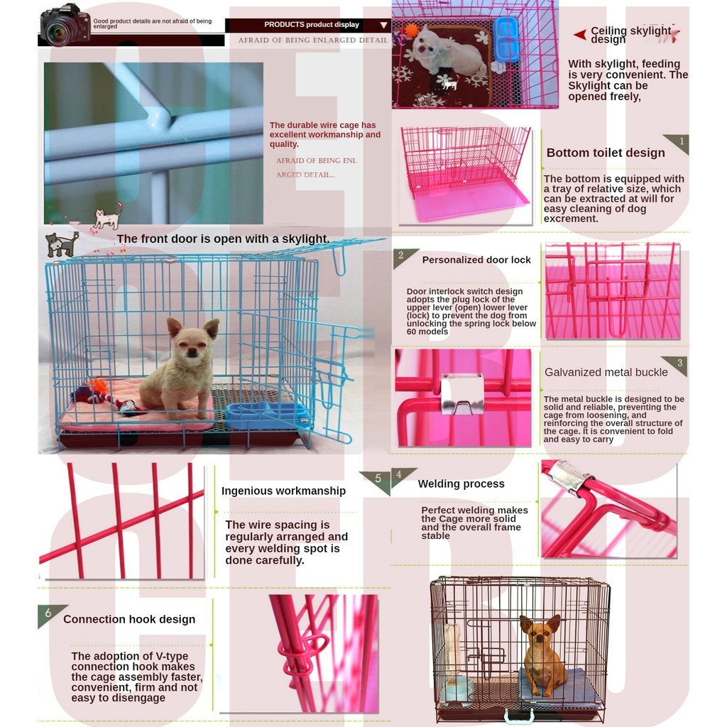 Dog Cage Foldable Pet Cage with Poop Heavy Duty Pet Cages for Dog ...