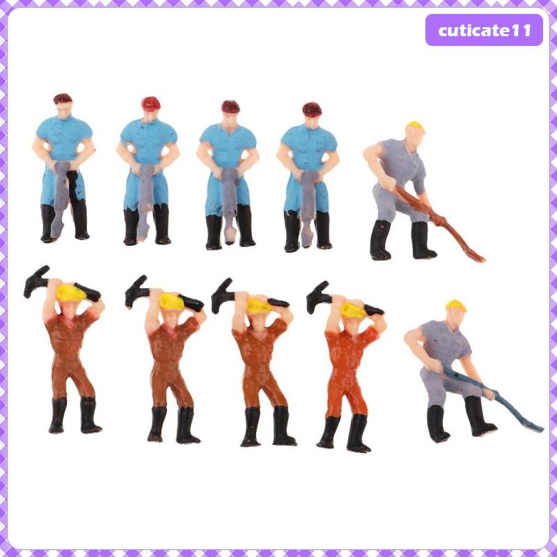 [Cuticate1] 10Pcs Painted 1/75th Worker People Action Figure Miniature ...