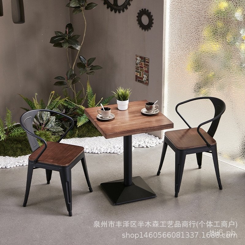 American-Style Solid Wood Retro Restaurant Leisure Dining Table ...