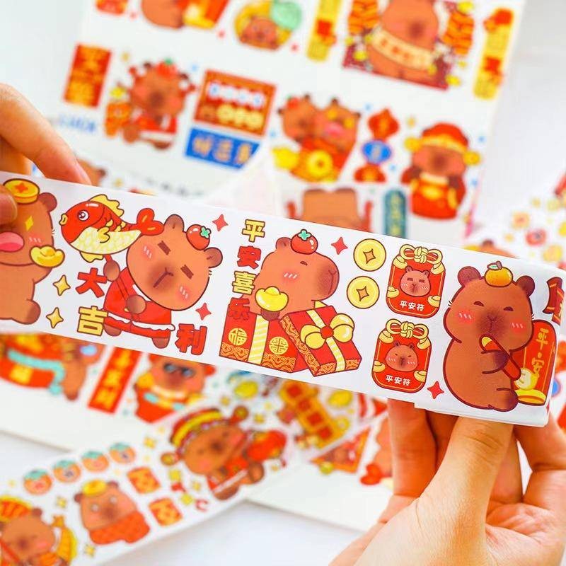 Spring Festival New Year Cartoon Capybara Decorative Washi Tapes Ribbon ...