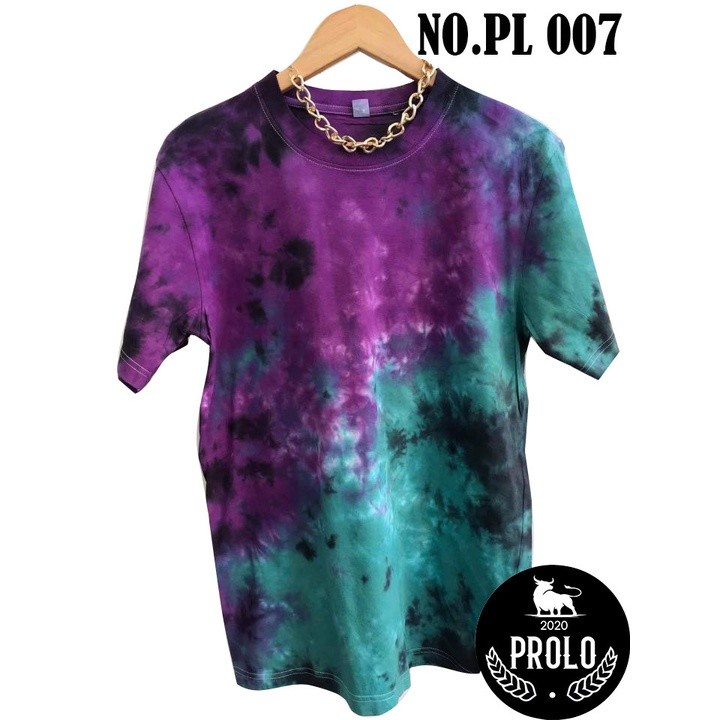 Tiedye shirt, purple, green, black, is the shop's own fabric. The