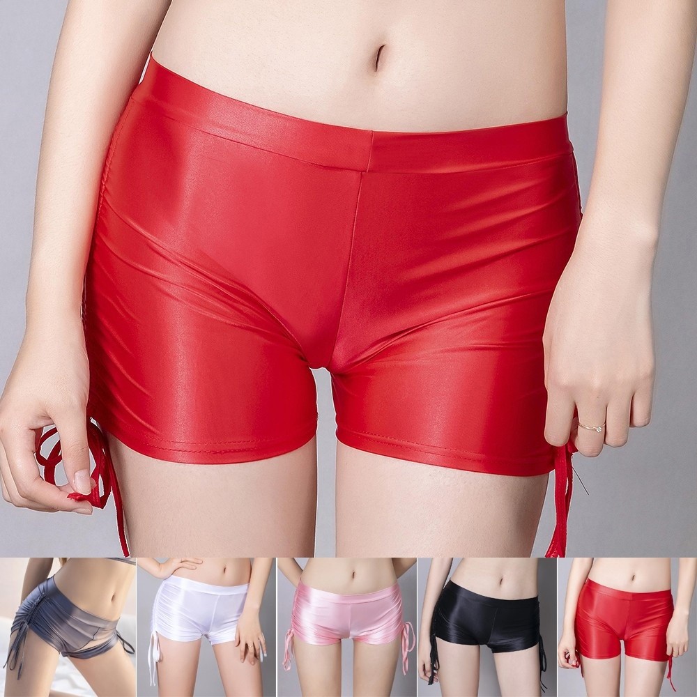 Shiny Satin Boxer Panties for Women Drawstring Shorts with Glossy Sheen ...