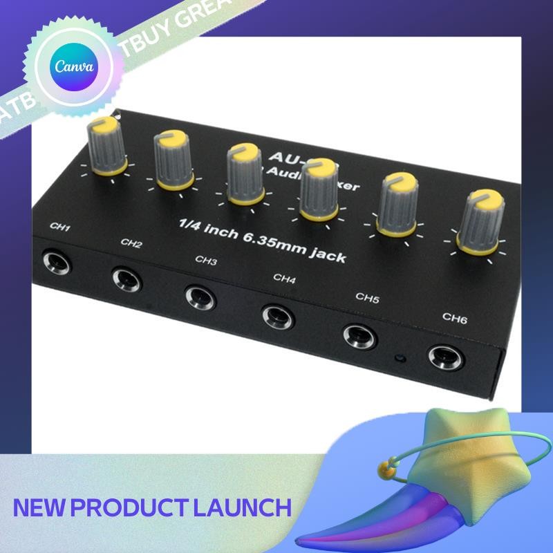 greatbuy 6 Channel Audio Mixer Headphone Microphone Mic Amplifier Hub
