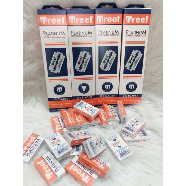 TREET orange razor, 1 piece, 200 blades, white, sharp, used for shaving ...