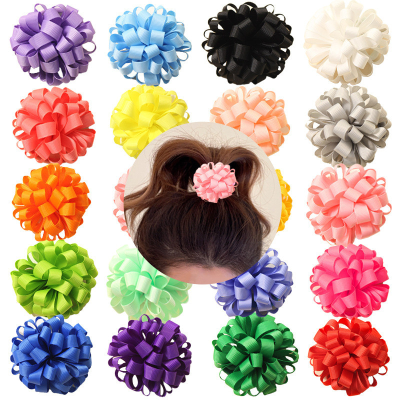 Hand Ribbon Flower Hair Ring Colorful Head Flower Children Back Head ...