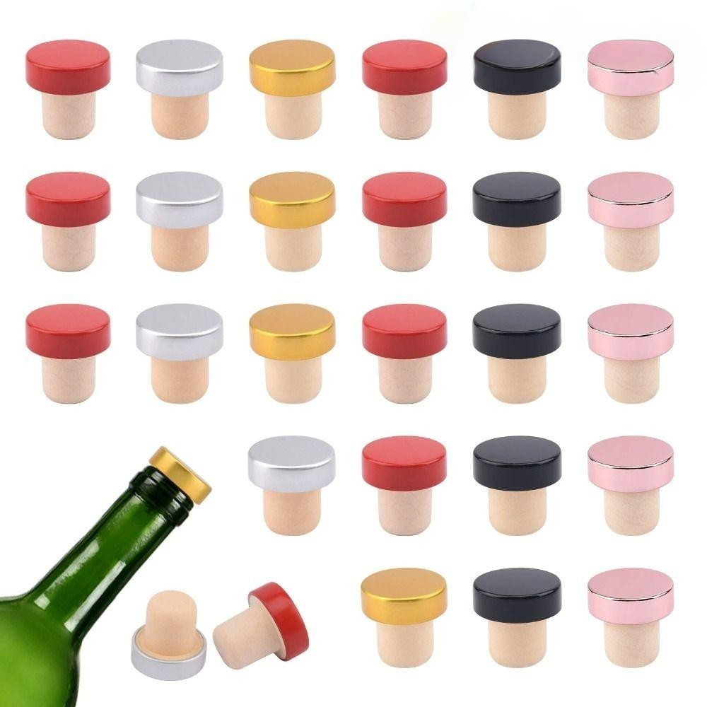 10/20Pcs T-shaped Stopper Cork, Aluminum Top Wood Bottle Stoppers ...