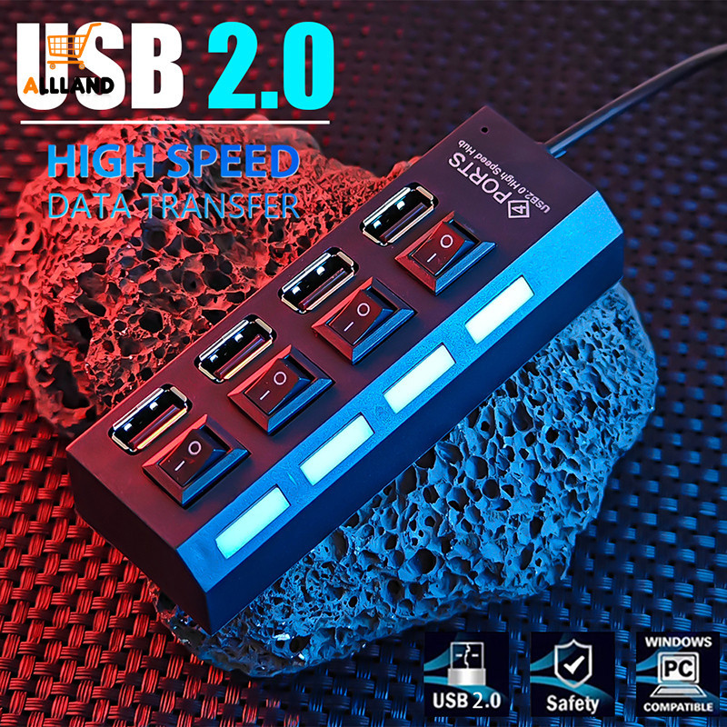 Convenient 4 USB Port Independent Switch Hub with LED Light - Practical ...