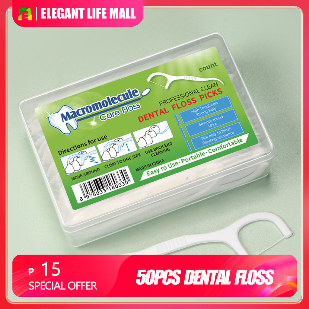 50 Pieces Per Box Dental Floss for Tooth Clean Oral Care Teeth Stick ...