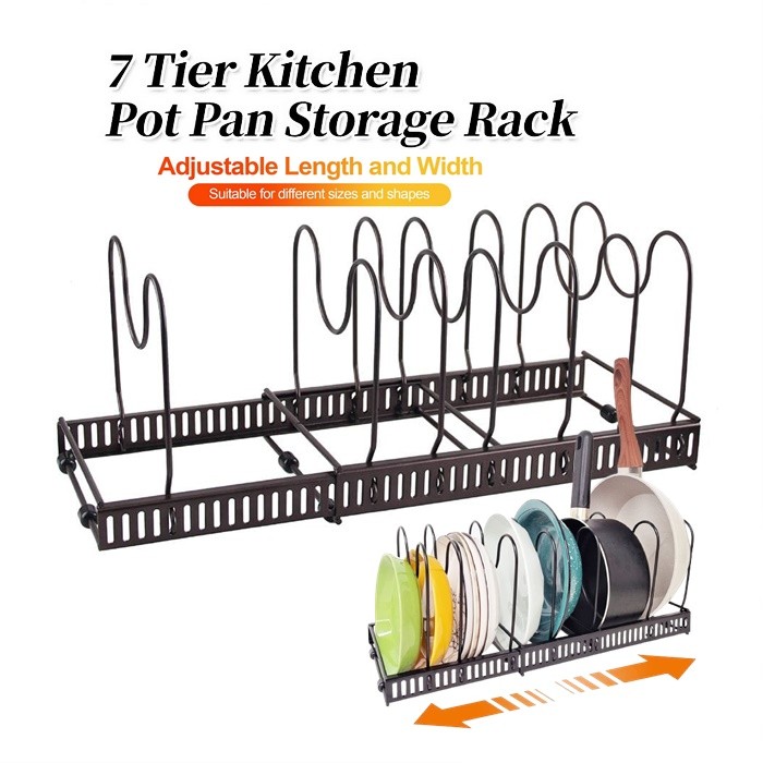 Expandable Pot and Pan Organizers Rack,7+ Pans and Pots Lid Organizer ...