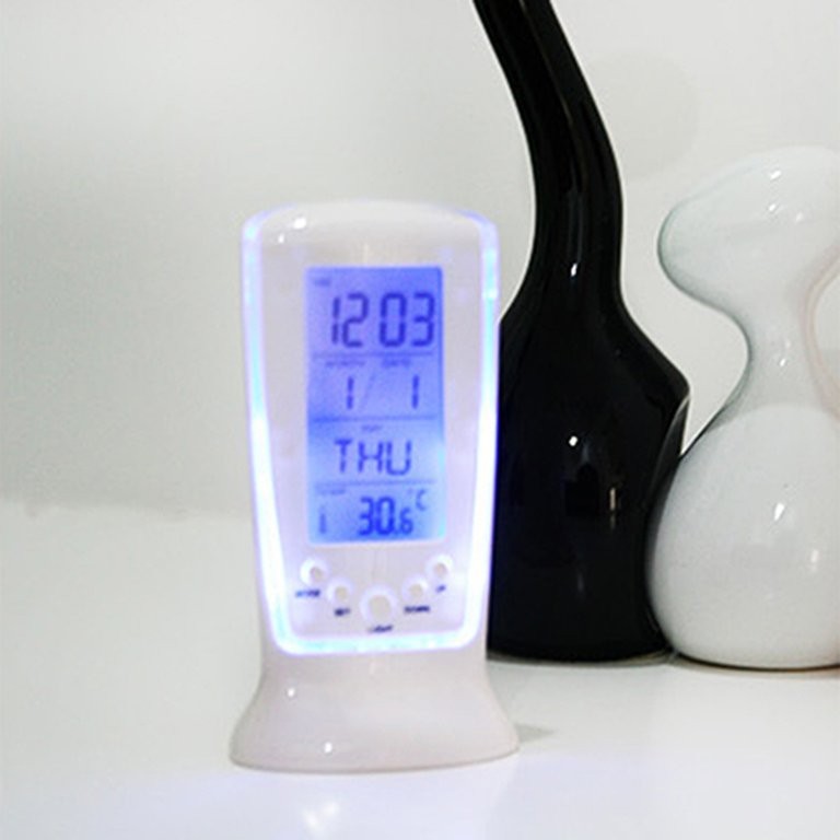 LED Digital Alarm Clock with Snooze, Blue Backlight Desktop Alarm Clock ...