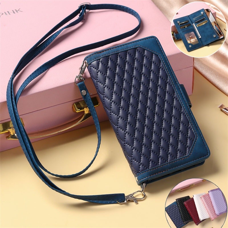 Small Fragrant Bag Casing For iPhone 16 15 Pro Max Plus 16E Cute Flip  Leather Case Long Hand Rope Zipper Wallet Cover