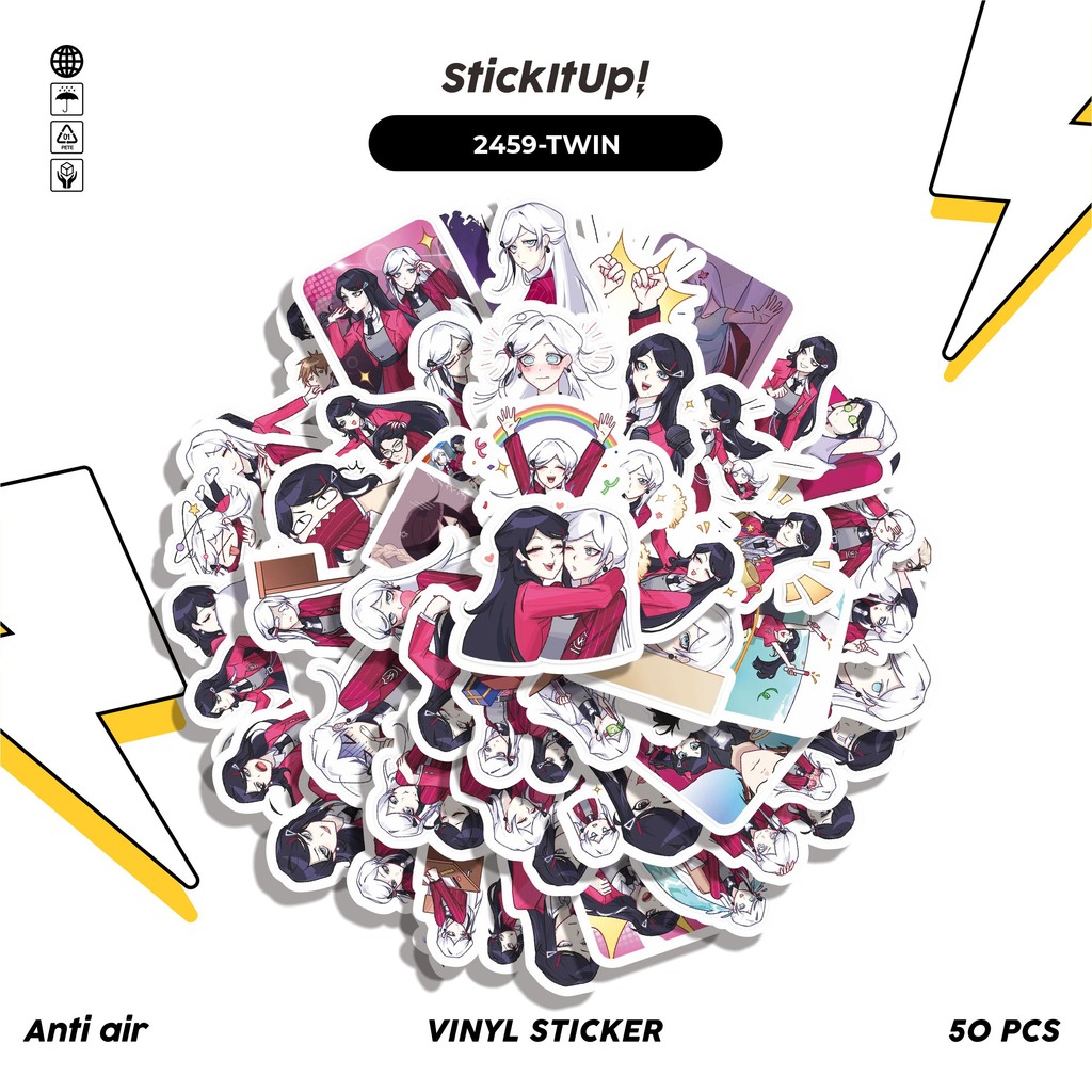 HP 50 Pcs Sticker Pack FUNNY CHARACTER THE TWINS VEE & KATE STICKER ...