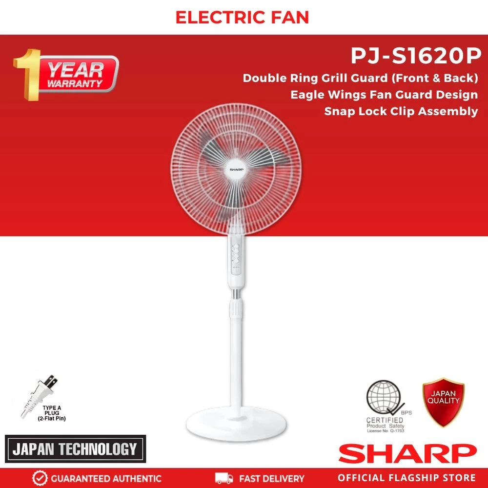 Sharp PJ-S161M(WH) 2-in-1 Stand Desk Fan