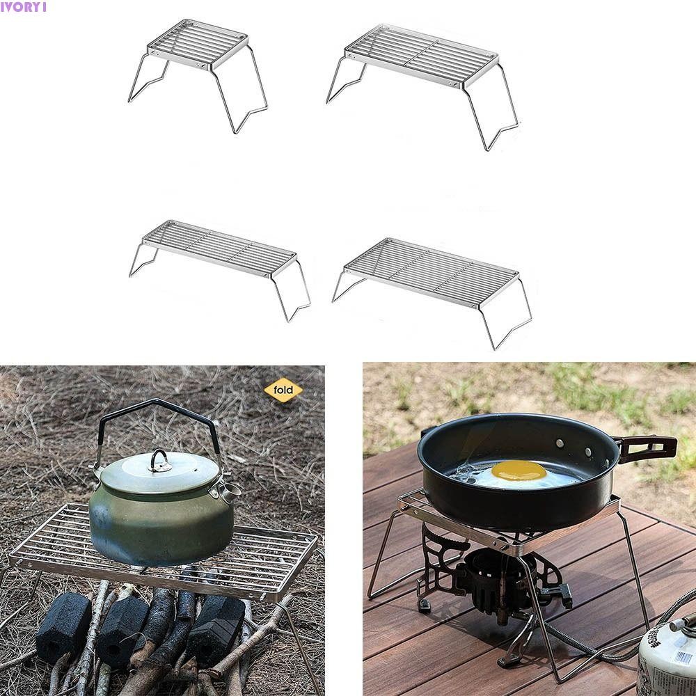 Grille De Campement Pliante Inox – Petit Barbecue Portable Pour Camping, Argenté