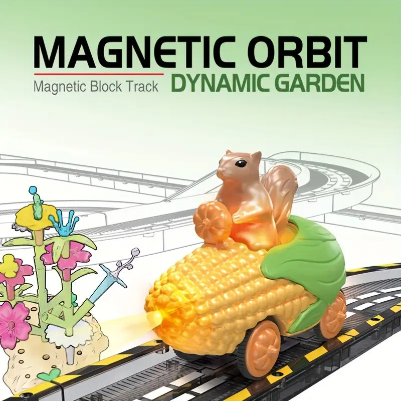 Magnetic Track Light-Simulated Garden DIY Scene Assembly Track Car Play ...