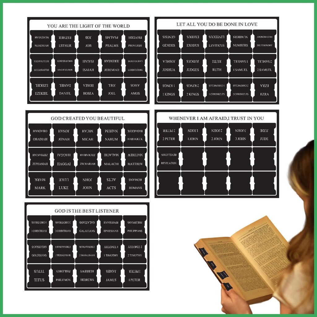 Tabs for Bible Sticky Bible Chapter Tabs 5-Sheet Large Print Journaling ...