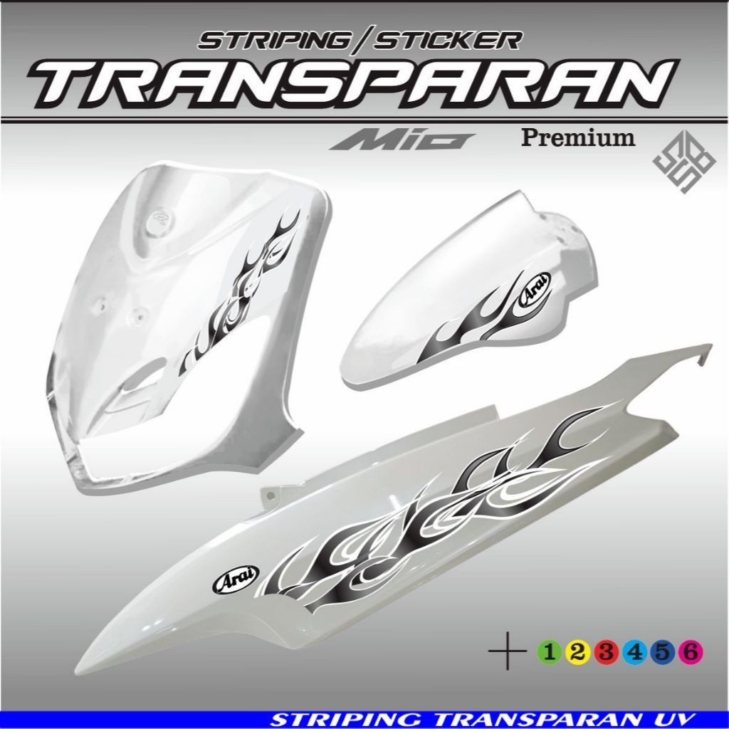 Variation LIST STRIPING STICKER Transparent MIO OLDMOTIF Fire FLAME ...