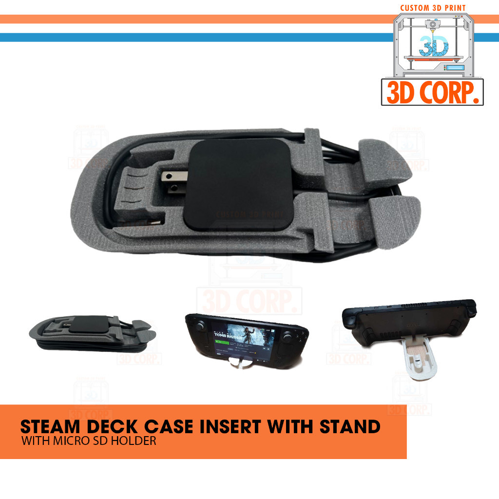3DCorp Steam Deck Carrying Case Insert with Stand and Micro SD Slot ...