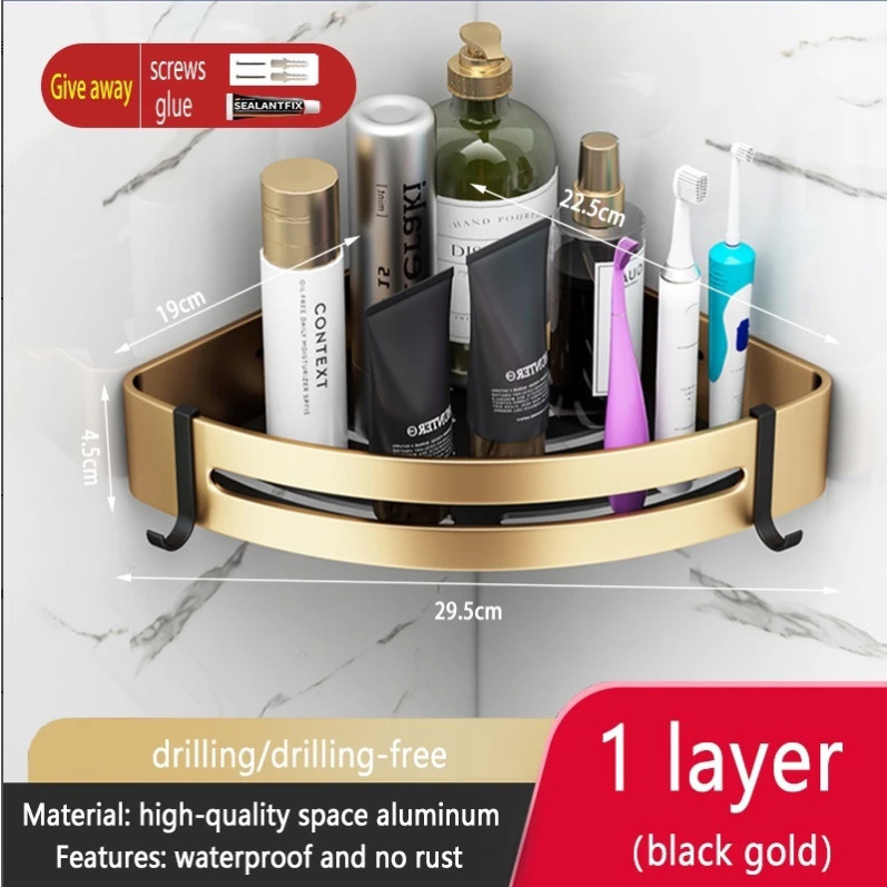 Bathroom triangle storage rack, bathroom storage rack, wall mounted, no ...
