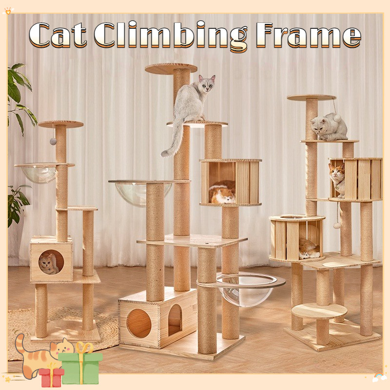 Cat Climbing Frame Cat Tree House Large Wood Cat Condo Cat Bed Pet Play