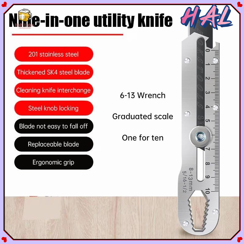 HAL ️Stainless Steel Art Cutter 9-in-1 Wrench Graduated Scale Art ...