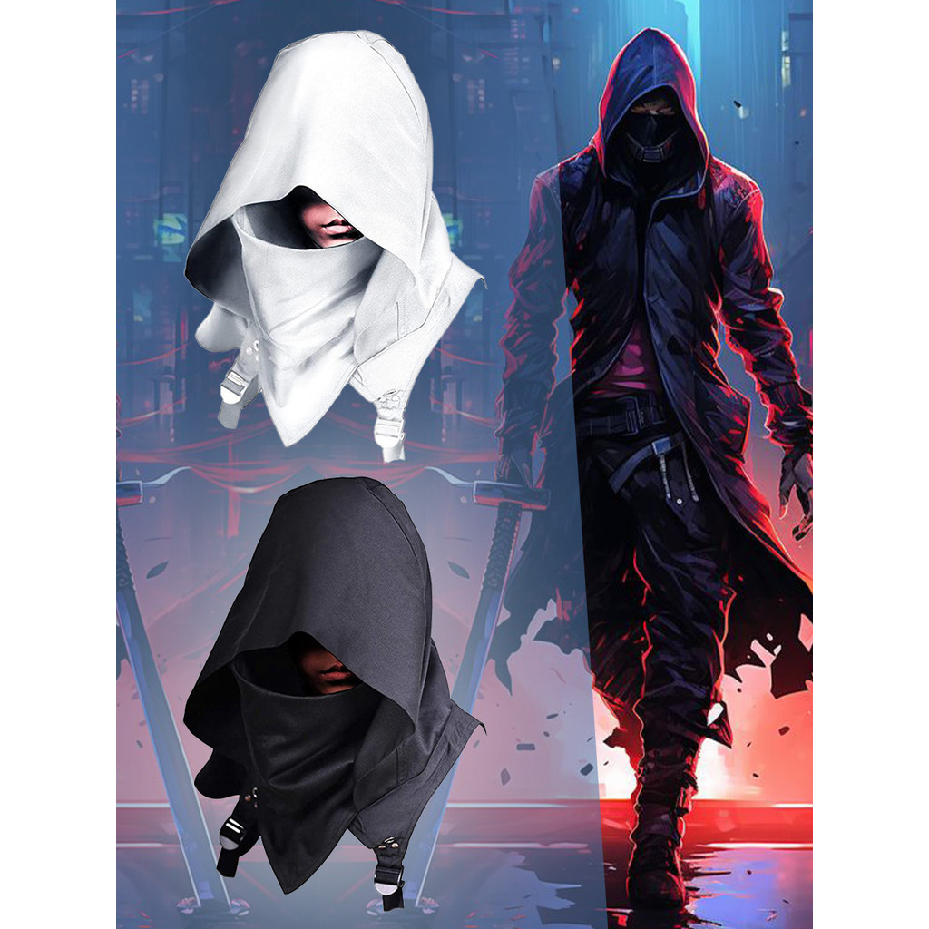 Halloween cos Cyberpunk Hat Daily Medieval Cosplay Headgear Hooded ...