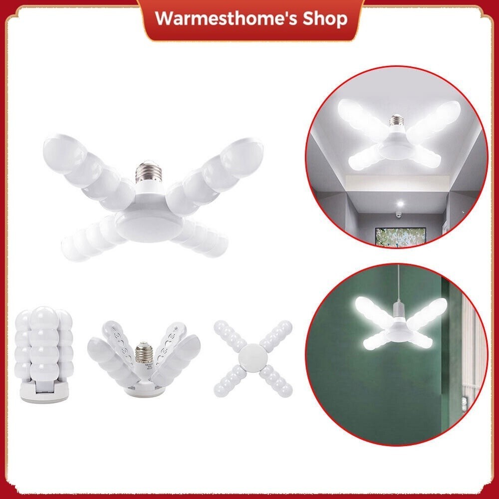 28W 38W 48W E27 LED Garage Light Foldable Fans Blade Workshop Ceiling ...