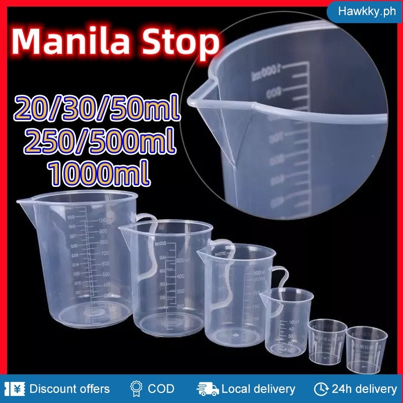 150-Clear Plastic Graduated Measuring Cup Set for Baking Beaker Liquid ...