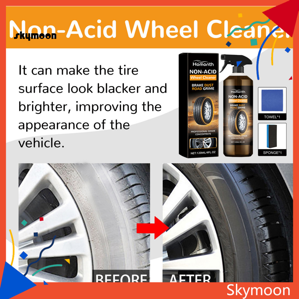 Skym* Tire Cleaner Spray Alloy Wheel Cleaner Fast Acting Ecofriendly