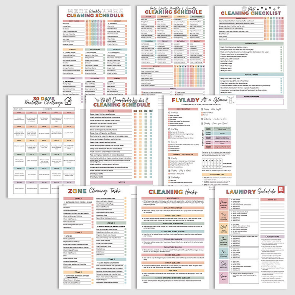 Home Cleaning Schedule Notebook Checklist Editable Annual Family Chore ...