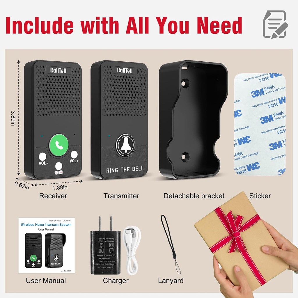 Daytech ChunHee Calltou Wireless Intercom System For Home Full Duplex 2 ...